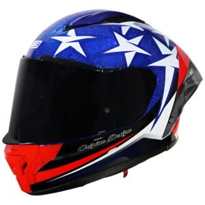 CAPACETE ORIGINE PISTA STAR AMERICA GLOSS – Branco e Azul Brilhante